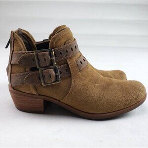 Ugg Patsy Ankle Boot Womens 7 Chesnut Suede Shearling Lined Boho Moto Buckle Zip